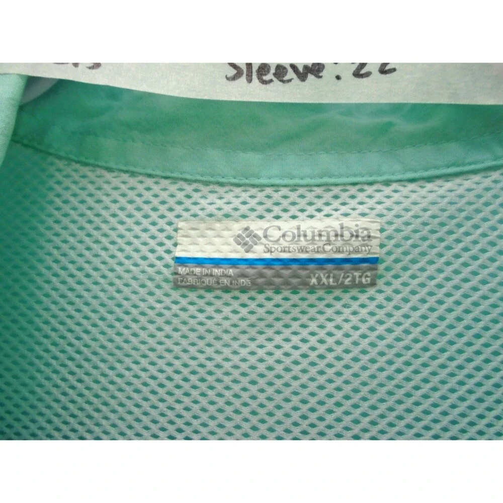 Columbia PFG Bonehead Shirt XXL Men Teal Short Sleeve Fishing Vented Relaxed Fit - Picture 3 of 9